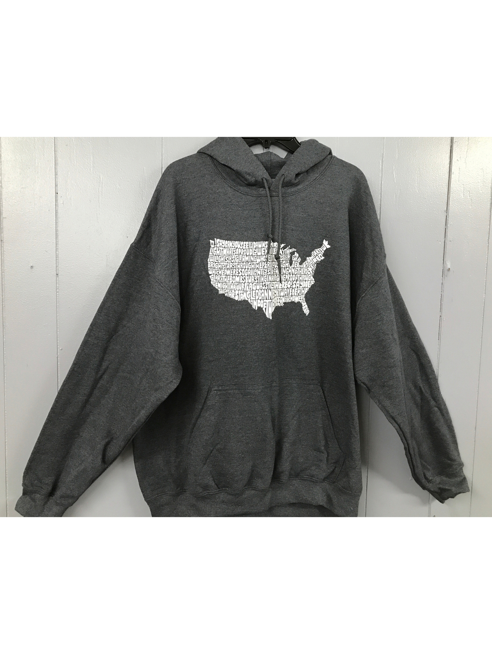 La Pop Art Hoodie. Gray United States-Star Spangled Banner-White. Men XL.    NWT
